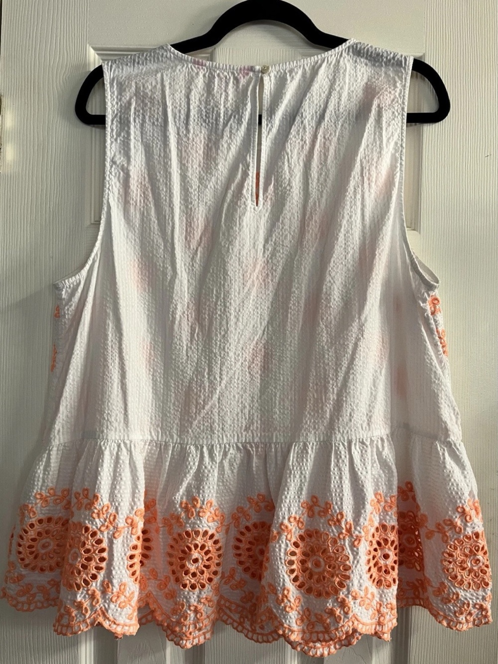 Lilly Pulitzer White Sleeveless Peplum Top with Peach Embroidery XL - Picture 6 of 6